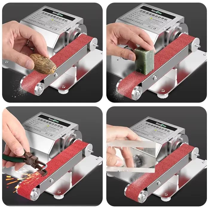 220V Mini ponceuse à bande électrique bricolage polissage rectifieuse 180W/270W/360W affûteuse régulation de vitesse 0-13500r/min