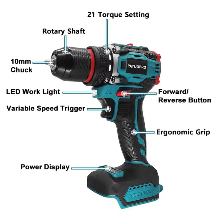 Makita – perceuse électrique sans balais à 2 vitesses