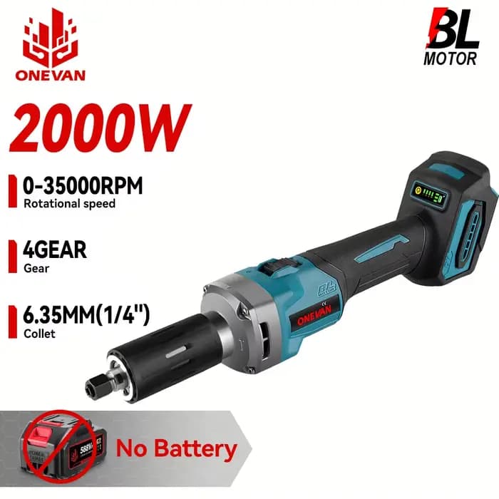 ONEVAN 2000W meuleuse électrique sans fil 4 vitesses 35000 tr/min outils portatifs sans brosse pour le polissage et le meulage pour broche de batterie Makita