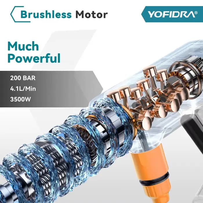 Pistolet de lavage haute pression sans balais YOFIDRA 200 bars, lave-auto électrique, pistolet d'arr