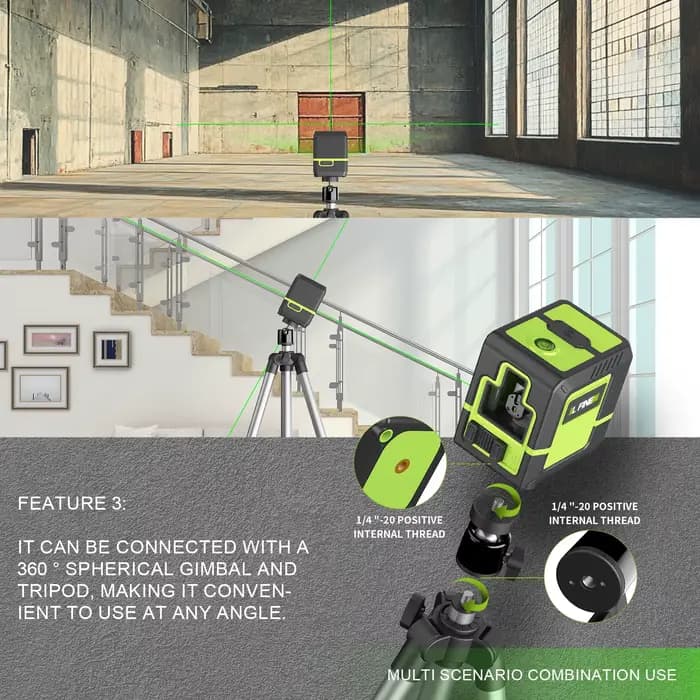 Lfine Laser niveau 2 lignes niveau professionnel Laser horizontal Vertical niveau Laser automatique
