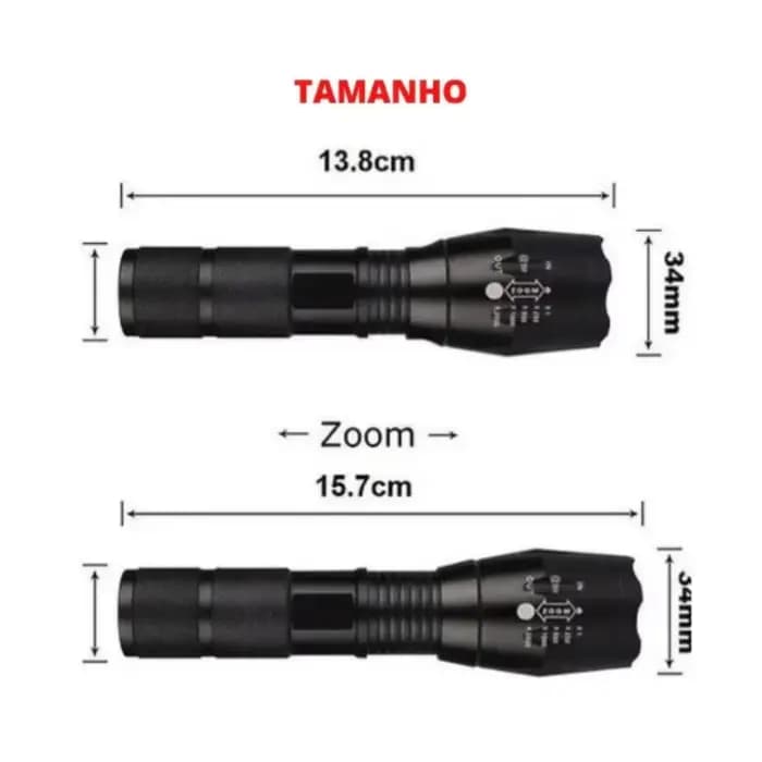 NEVERDIE-Lanterne Militaire/Tactique/Opéracionnel X900 LED Potentive Recarregável Com Zoom In/Out-EN