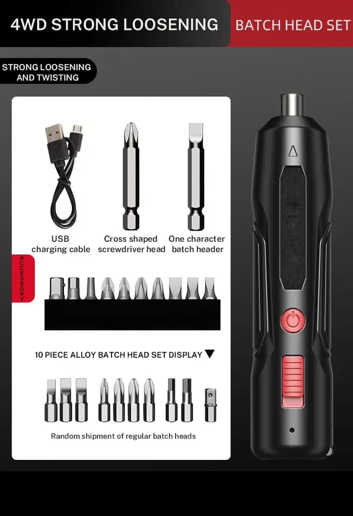 Jeu de tournevis électriques, Rechargeable par USB, Mini perceuse électrique domestique, tournevis é