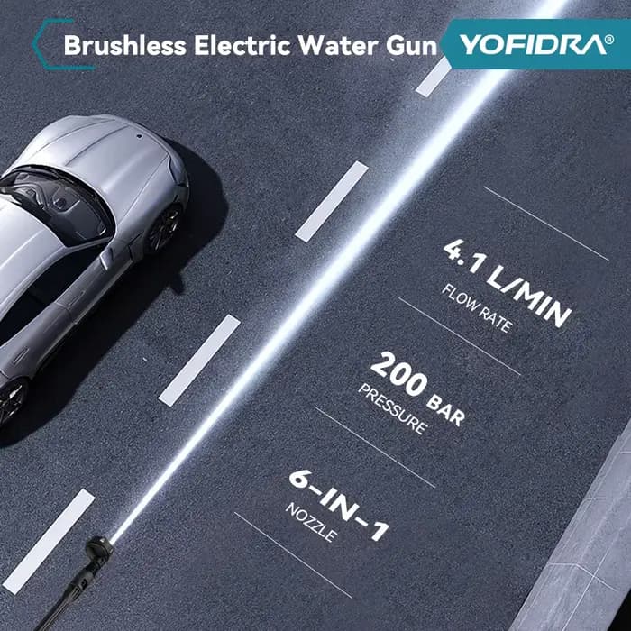 Pistolet de lavage haute pression sans balais YOFIDRA 200 bars, lave-auto électrique, pistolet d'arr