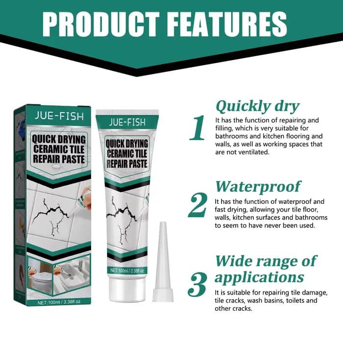 Jue-Fish Quick Drying Non-Toxic Strong Sticky Tiles Cracks Adhesive Glue Multipurpose Waterproof Cer