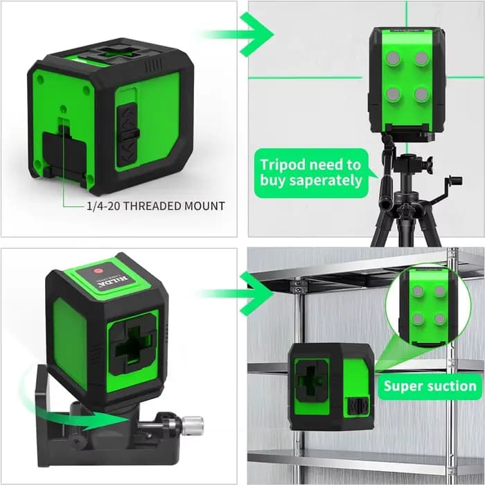 HILDA niveau Laser Instrument Laser vert à 2 lignes avec niveau mural magnétique Portable Support pr
