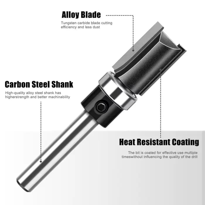 1pc 6mm 1/4 "roulement de tige droit routeur Bit copie coupe coupe ligne coupe Machine de découpage
