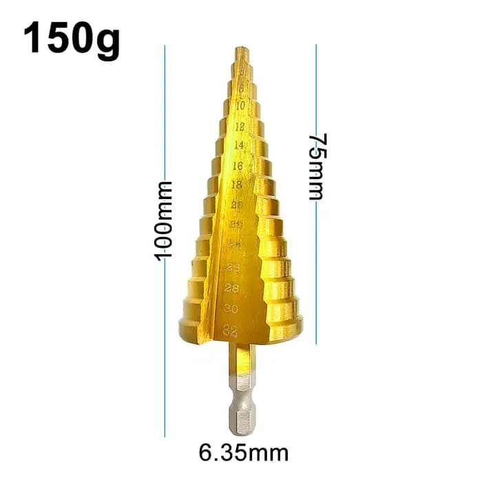 1PC titane plaqué Hexagonal rainure droite étape perceuse 4-32mm alésage pagode foret trou ouverture