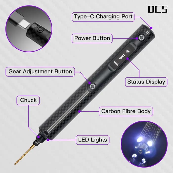 ARROWMAX DC5 Mini perceuse électrique corps en Fiber de carbone
