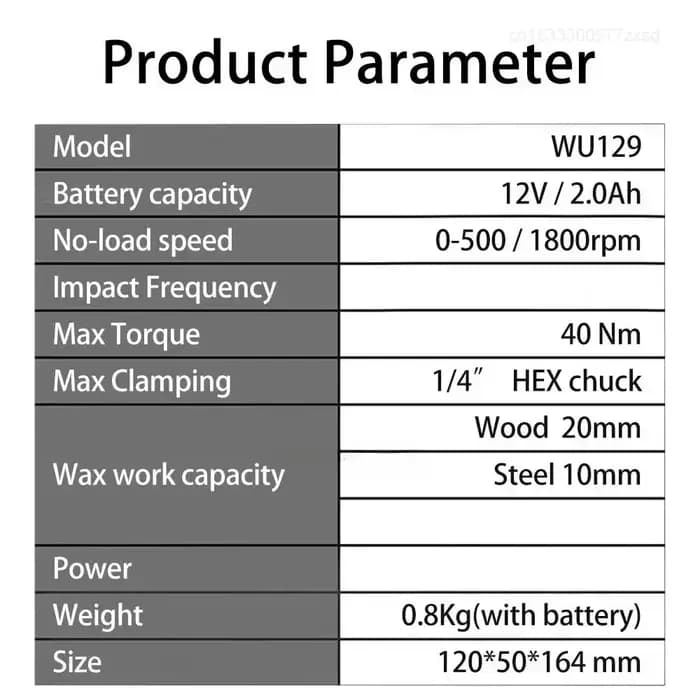Worx WU129 tournevis sans fil double vitesse 40Nm 12V 1800 tr/min moteur sans brosse couple réglable perceuse sans fil batterie universelle