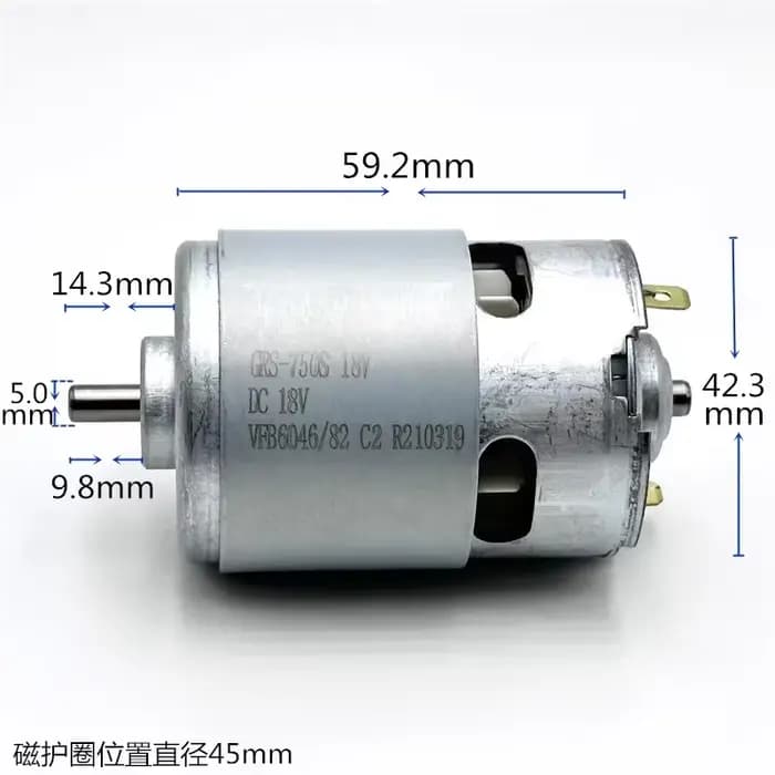 Moteur miniature haute vitesse RS-750SH-6046 DC 12V 14.4V 18V 16000RPM à couple élevé de 42 mm pour perceuse à