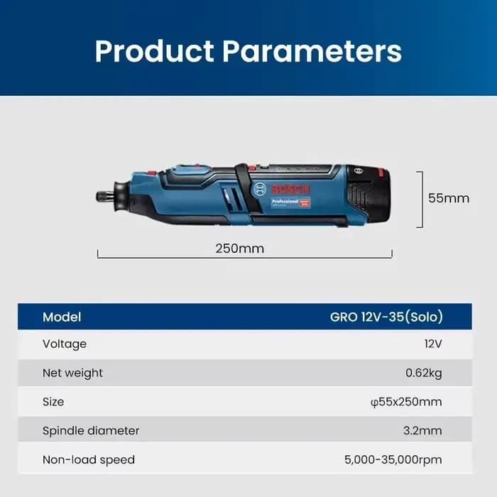Meuleuse droite rechargeable portable BOSCH GRO12V-35
