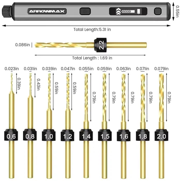 ARROWMAX Mini perceuse électrique rotative sans fil rechargeable pour artisanat
