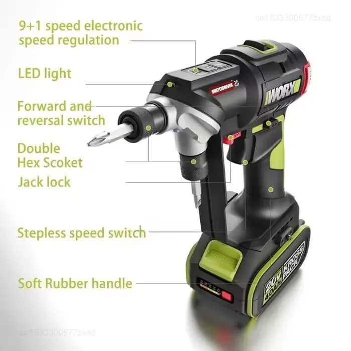 WORX WU177 clé à moteur électrique sans brosse à couple élevé tournevis à percussion sans fil perceuse