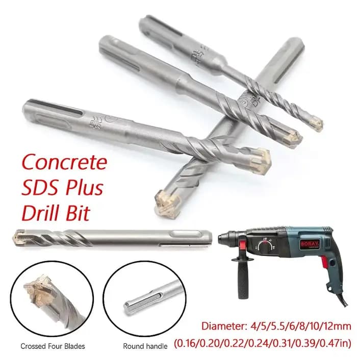 Nouveau 1 pièce Foret à béton SDS Plus à pointes croisées 4/5/5.5/6/8/10/12mm