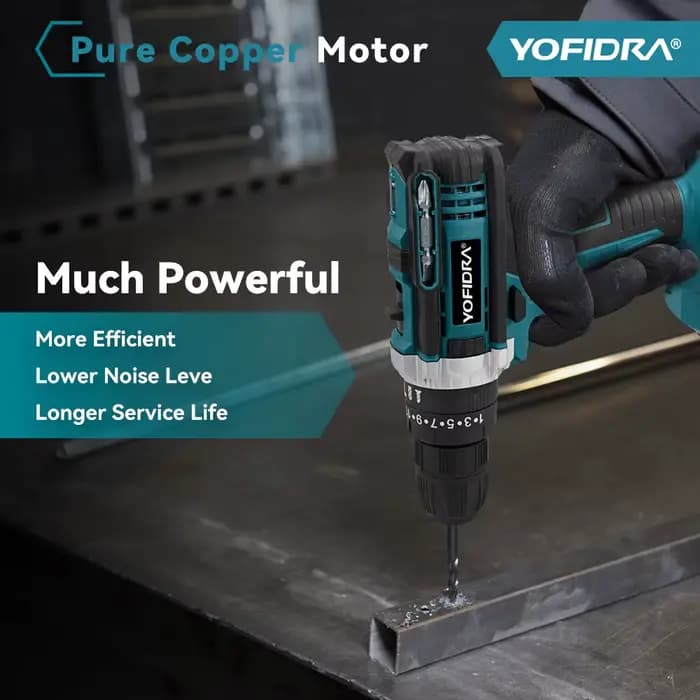 YOFIDRA 25 + 3 couple perceuse à percussion électrique 60N.M tournevis sans fil perçage ensemble d'outils domestiques pour Makita 18V batterie broche