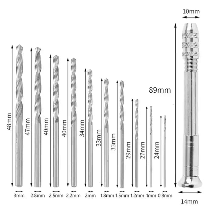 Mini perceuse manuelle 0.8-3.0mm, outils de perçage pour le travail du bois, pour modèles, loisirs, bijoutiers, outil rotatif de perçage, bricolage, 1/11 pièces