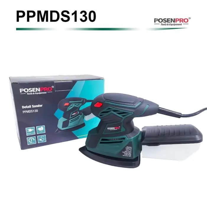 Ponceuse électrique multi-détails 130W avec port d'extraction de poussière et 12 feuilles de papier de ponçage pour la décoration intérieure et le traitement du mobilier