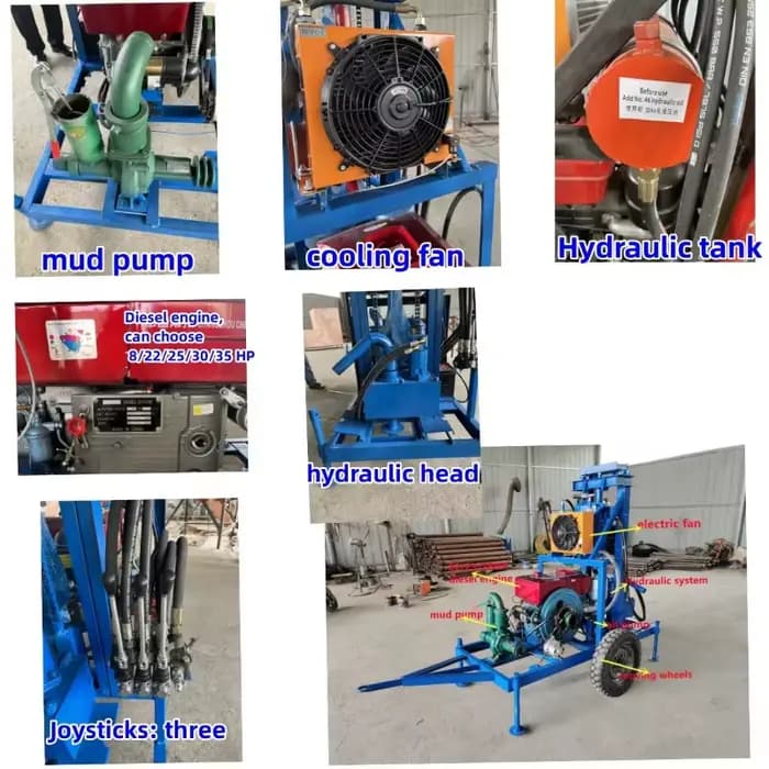Plate-forme de forage de 200m pour puits d'eau 200m Perforadora Pozos Machine de forage de forage d'eau Machine de forage de puits d'eau