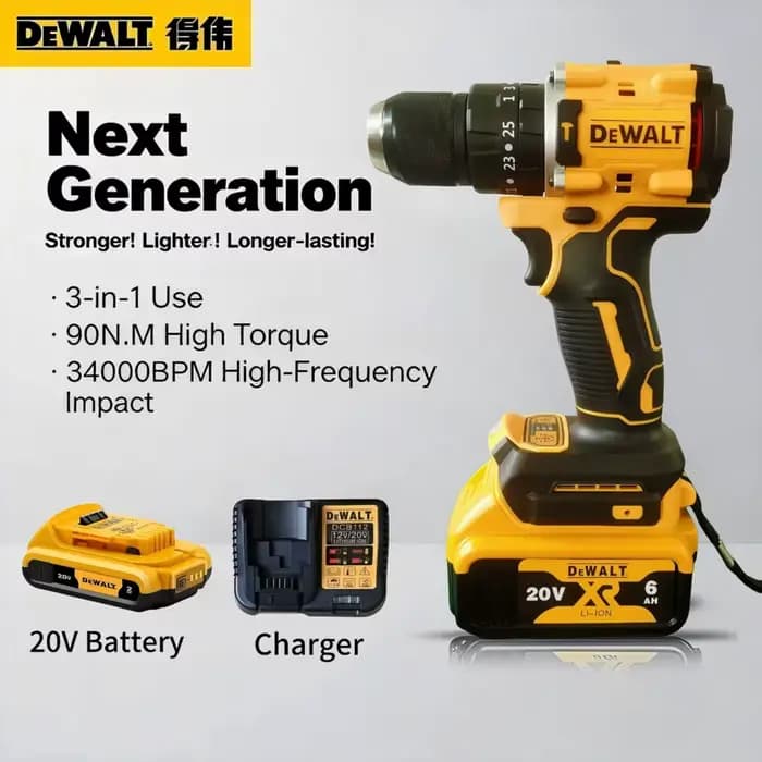 Kit combiné perceuse à percussion sans fil DEWALT DCD805 20V