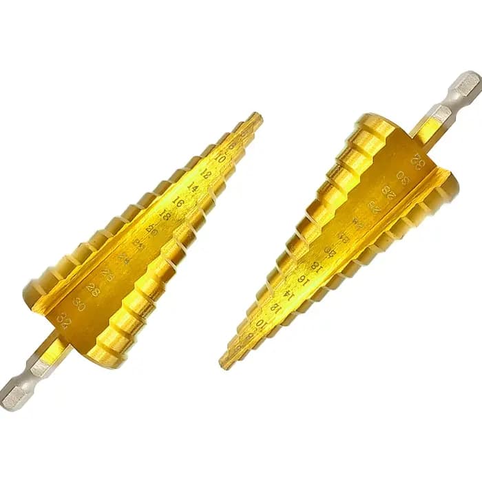 1PC titane plaqué Hexagonal rainure droite étape perceuse 4-32mm alésage pagode foret trou ouverture