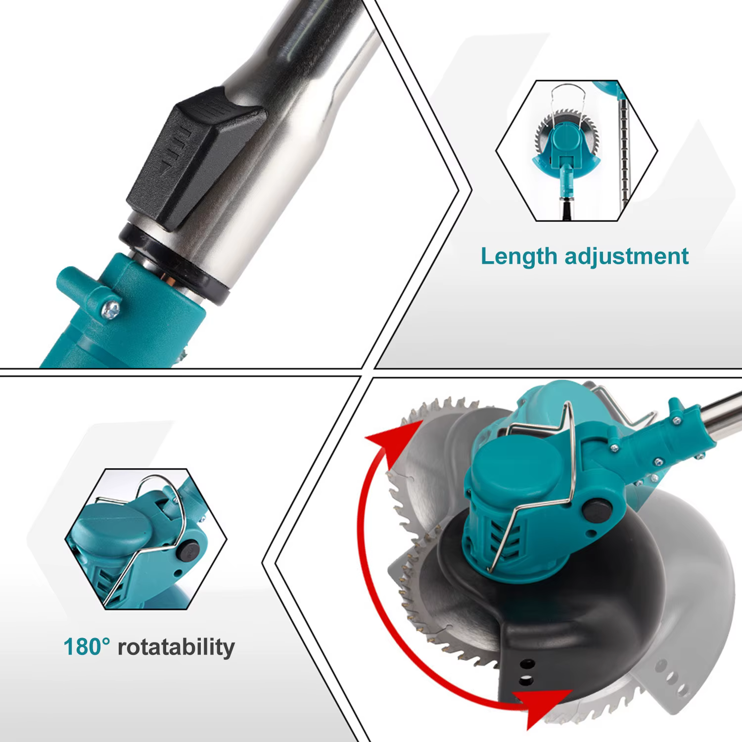 Makita – tondeuse à gazon électrique pliable et réglable, longueur 100-135cm, coupe-herbe de jardin 