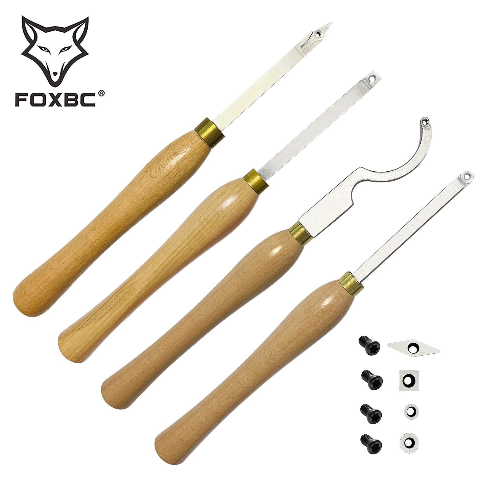 FOXBC-Mini outils de tournage du bois, comprenant un finisseur, un creux de détail plus rugueux, pou