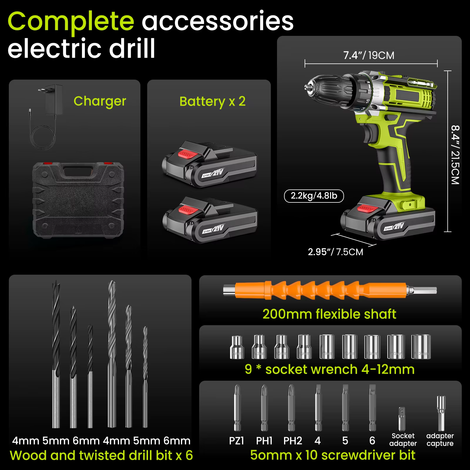 Perceuse électrique sans fil 3 en 1 28V, tournevis à percussion, 25+3 réglages de couple, perceuse m