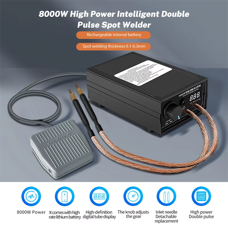 Soudeuse par points portative haute puissance 8000W, 1200A, soudeurs réglables pour batterie 18650