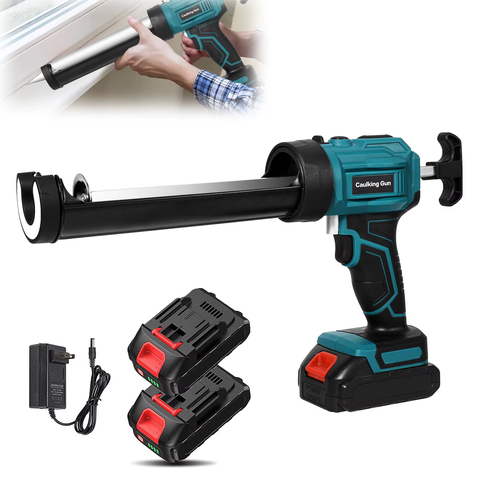 Pistolet à calfeutrer électrique 4 vitesses rechargeable sans fil, pistolet à colle pour verre, port