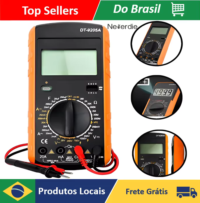Multimètre numérique portable professionnel C/capimètre E Beep Bateria Cabo TesteMediction Display -