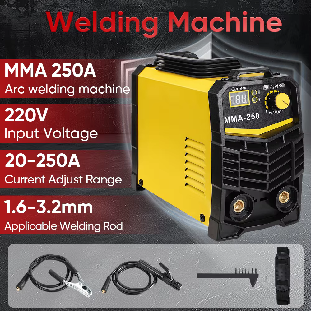 Machine à souder à onduleur 250A, 220V IGBT, soudeur électrique LCD avec porte-électrode, masque de 