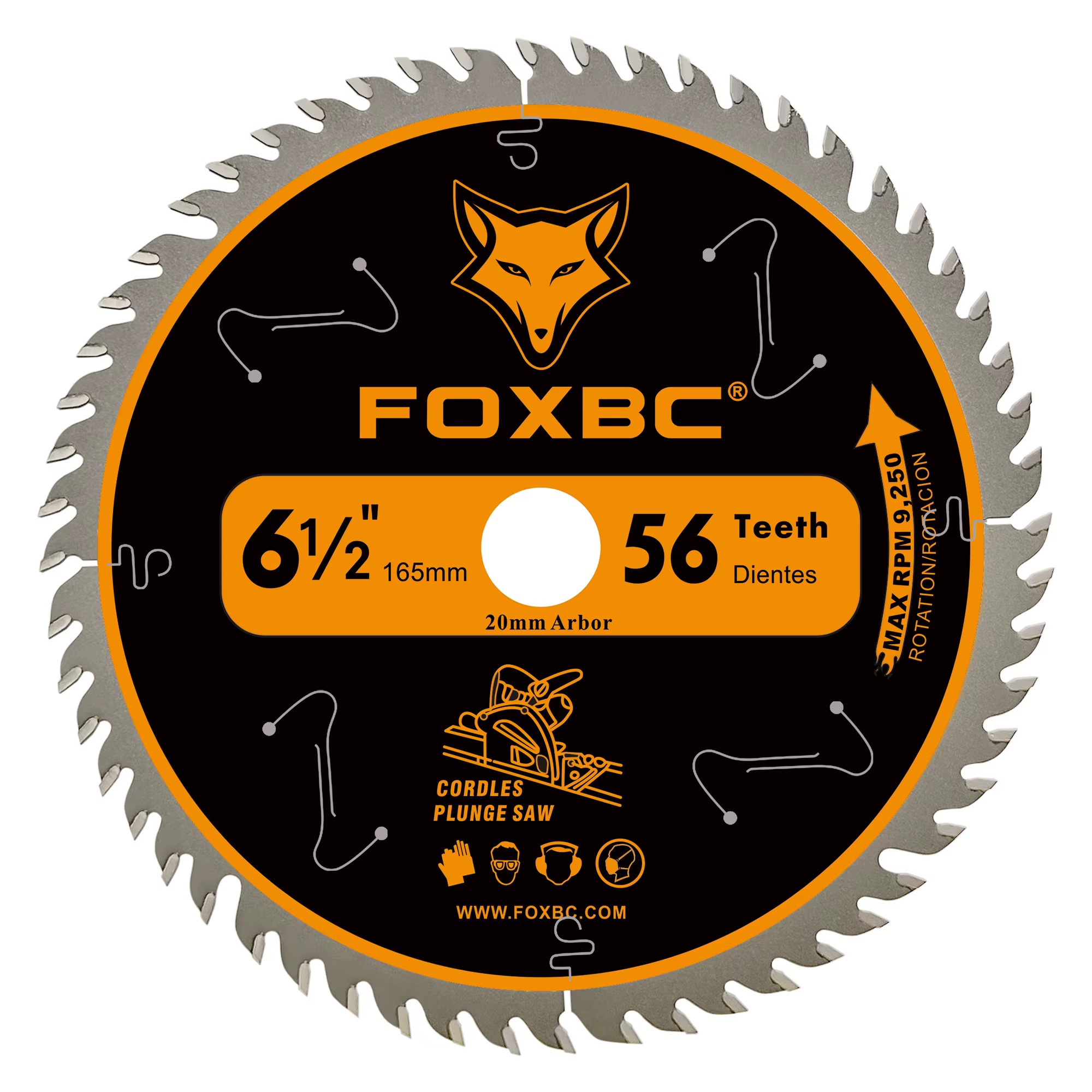 FOXBC 165mm lame de scie sur chenilles à pointe carbure 20mm pour Makita B-07353 Wen CT1065 remplace