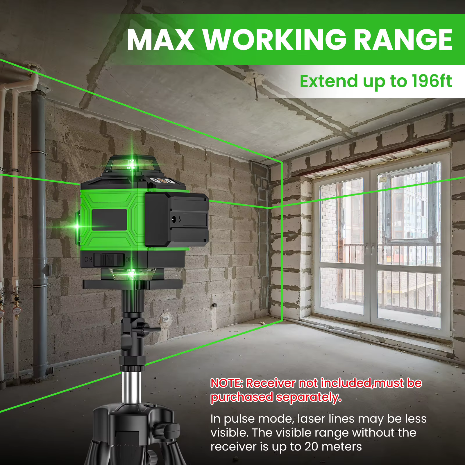 Niveau laser auto-nivelant 16 lignes 4D avec base magnétique, 360 °   Giroir, pour la rénovation de 