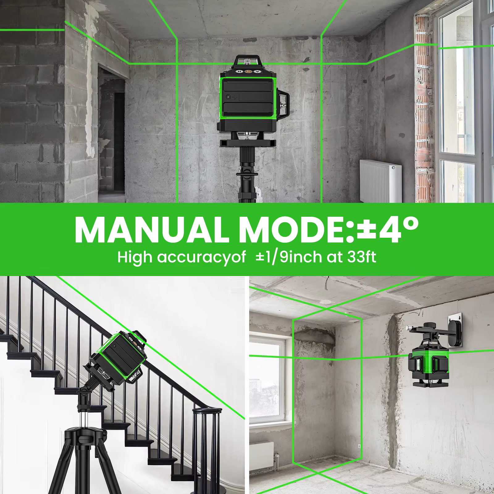 Niveau laser auto-nivelant 16 lignes 4D avec base magnétique, 360 °   Giroir, pour la rénovation de 