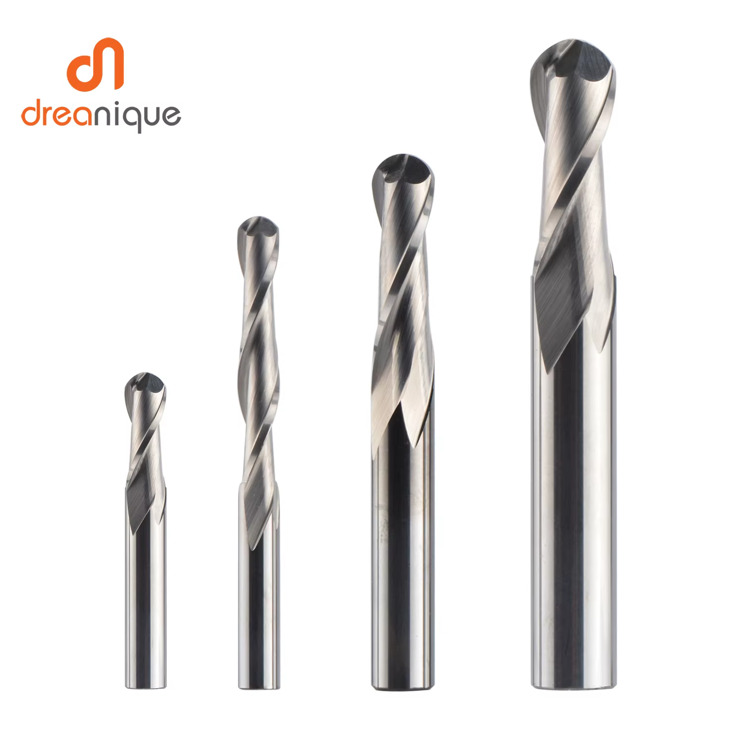 Dreanique 1pc fraise à bout sphérique en carbure 2 cannelures R0.5-R4.0 fraise en bout foret pour bo