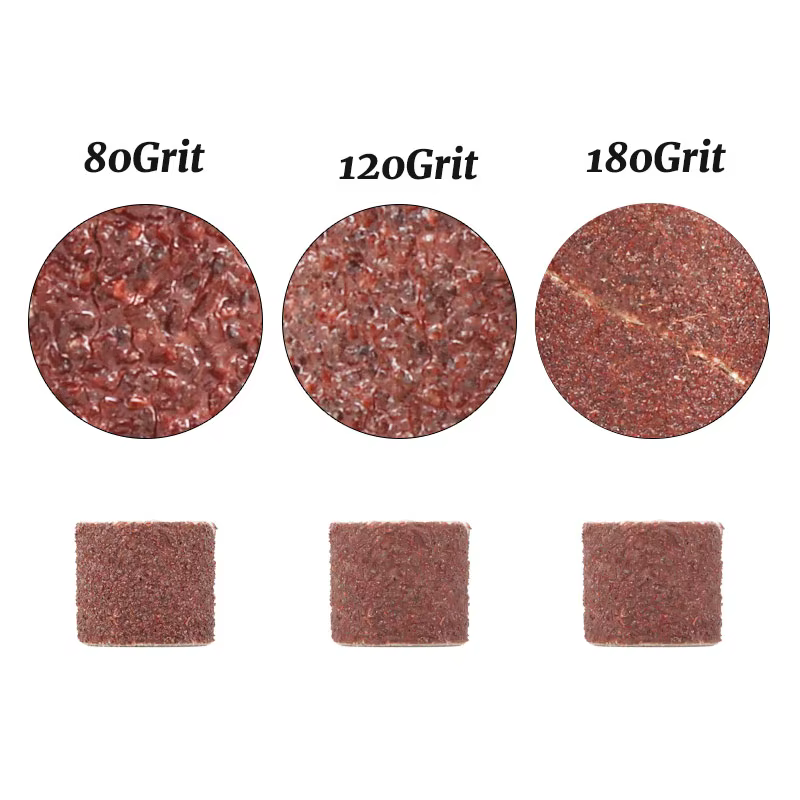 11/102 pièces Kit de tambour de ponçage grain # 80 # 120 # Bande de ponçage 180 pour manchons Dremel