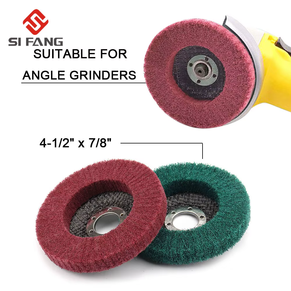 Roue de polissage à lamelles en Fiber de Nylon de 125mm, disque de meulage Non tissé pour meuleuse d
