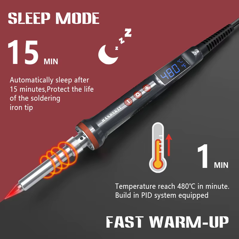 Fer à souder électrique 100W, réglage numérique de la température, sommeil automatique, chauffage in