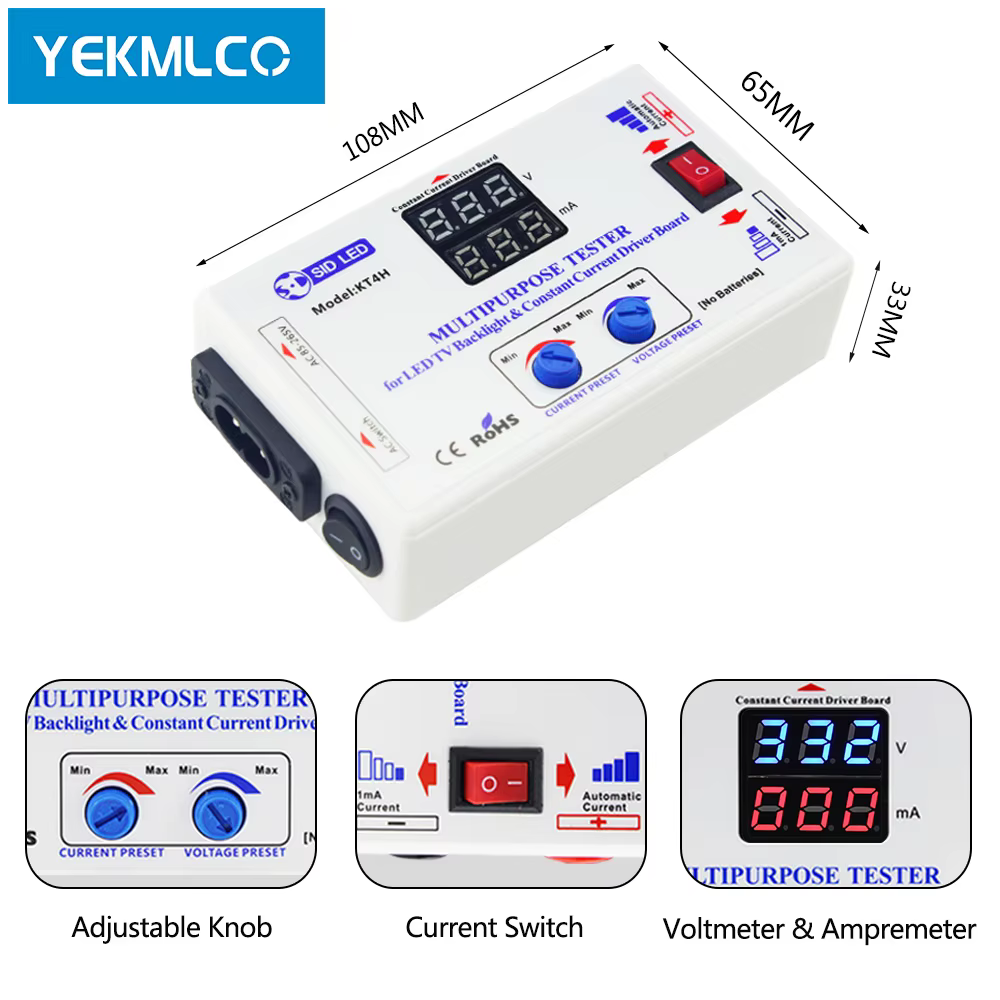 YEKMLCO KT4H 0-330V testeur de rétro-éclairage TV LED ajustement intelligent réglage manuel de la te