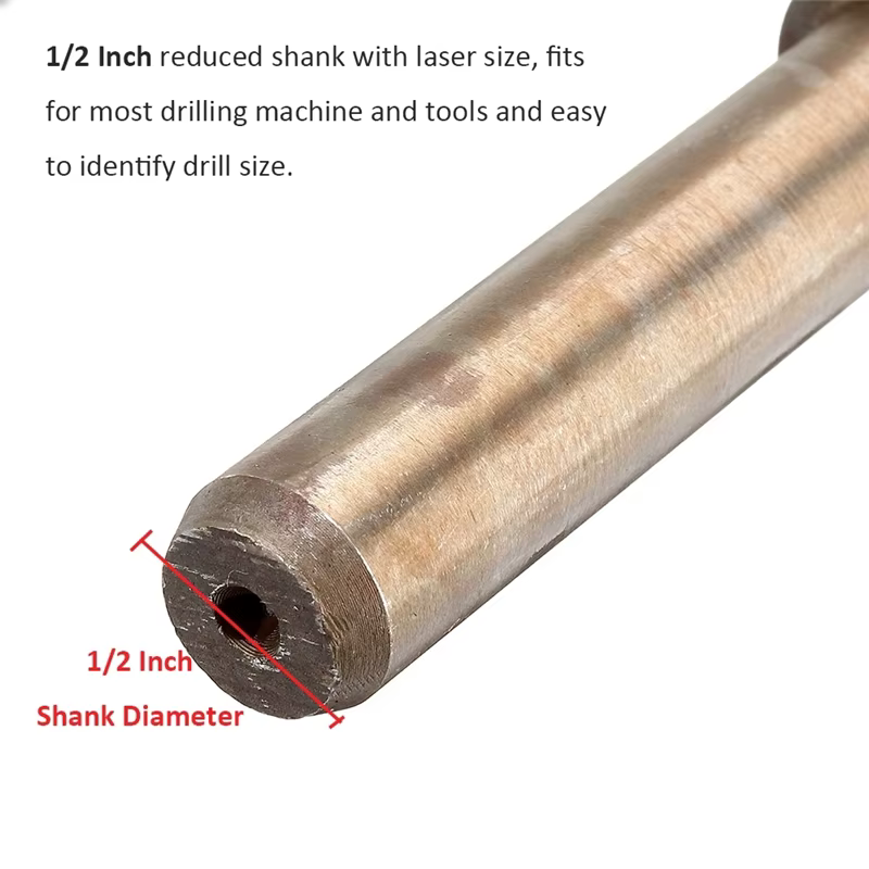 Foret hélicoïdal M35 hss-co Cobalt de qualité industrielle 13.5-30mm 1/2 pouces foret à tige réduite