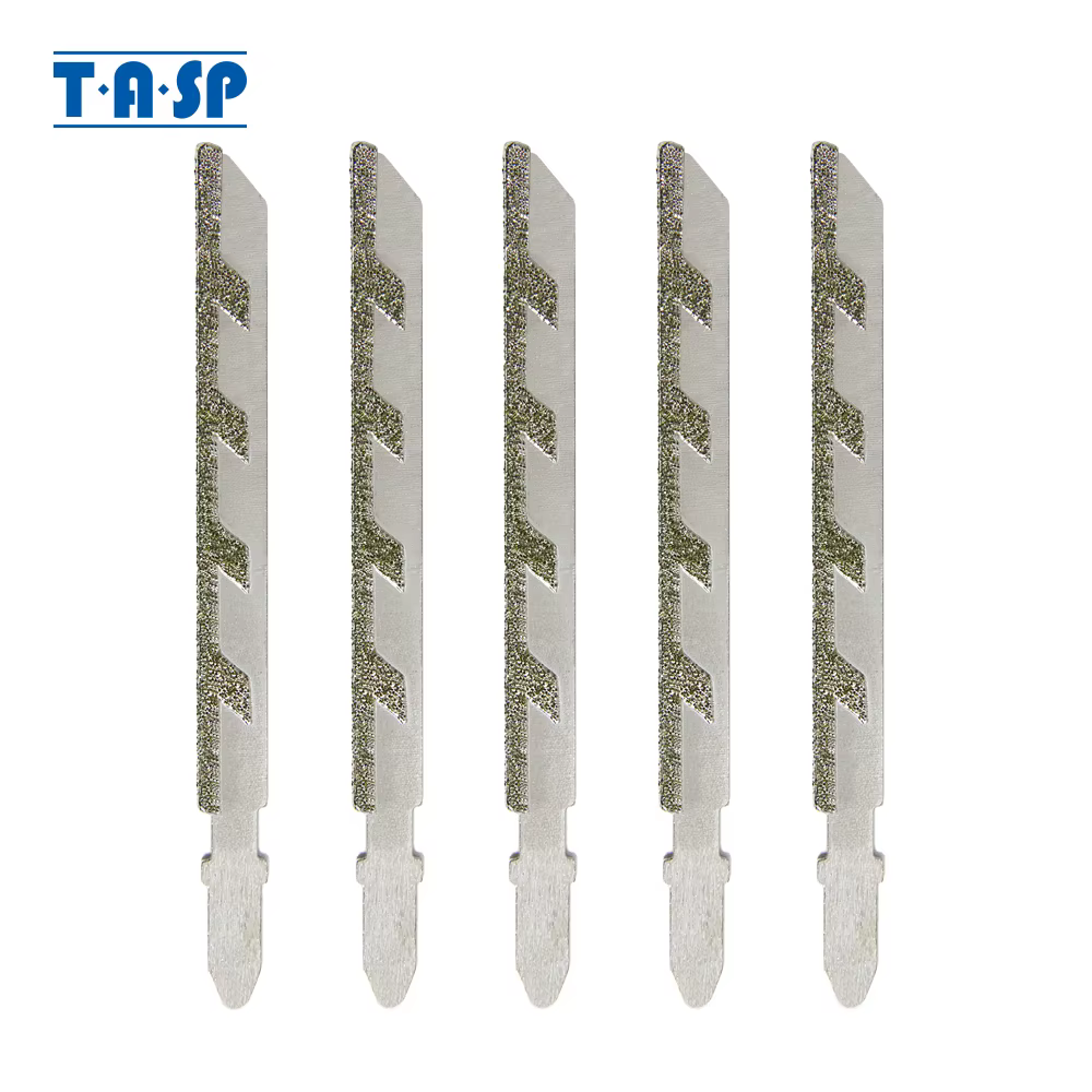 TASP Lot de 5 lames de scie sauteuse à tige en T de 100 mm (4 po) avec revêtement diamanté pour la m