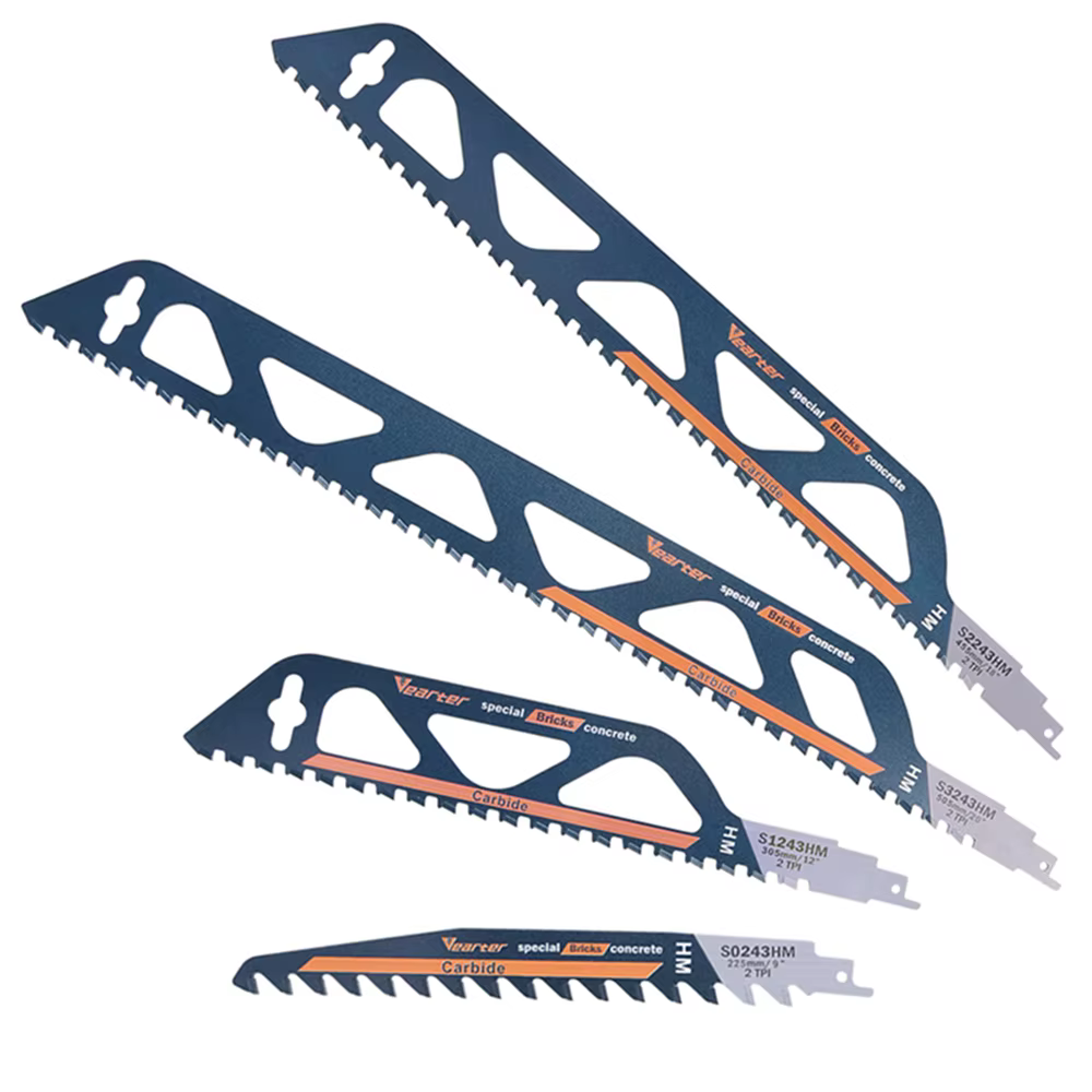 Vearter 225/300/455/505mm lames de scie alternative en alliage de carbure scie sabre pour briques à 