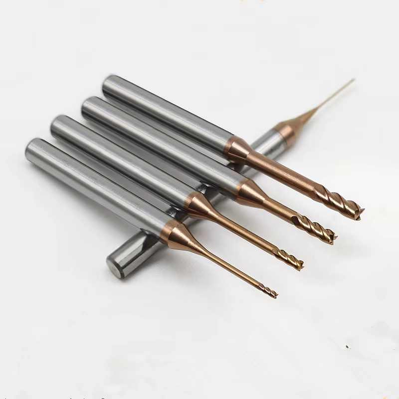 0.6MM 0.7MM 1MM 1.5MM 2MM 3MM 0.8MM 4MM HRC60 2/4 cannelures CNC carbure col Long fraises plates fra