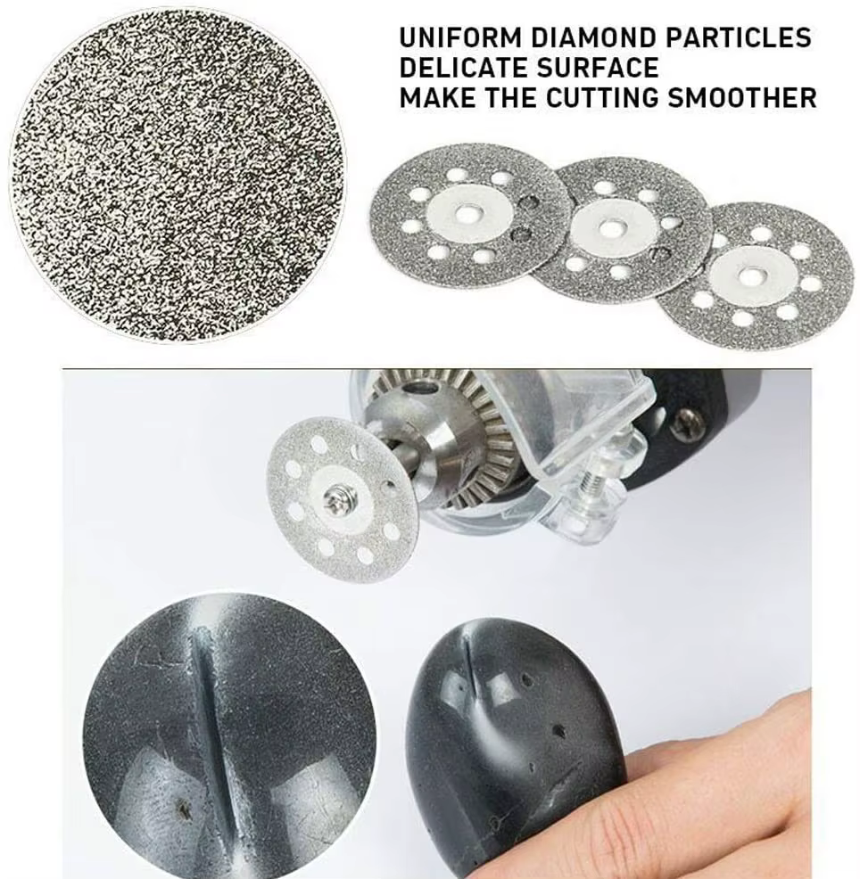 Lame de Scie Diamantée pour Outils Dremel, Mini Disque de Coupe, Pierre, Verre, Carrelage, Métal, Ma