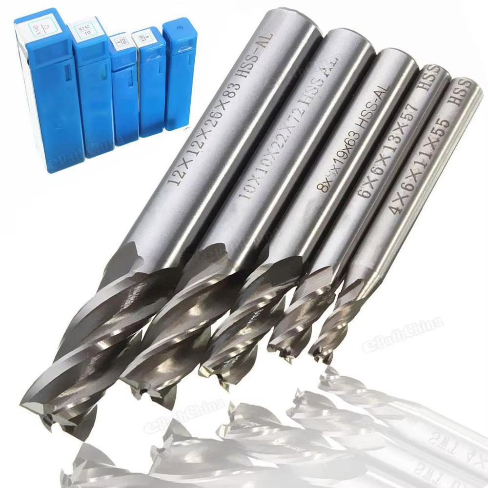 Jeu de forets à tige droite HSS pour fraiseuse CNC, outil d'extrémité à 4 cannelures, 4mm, 6mm, 8mm,