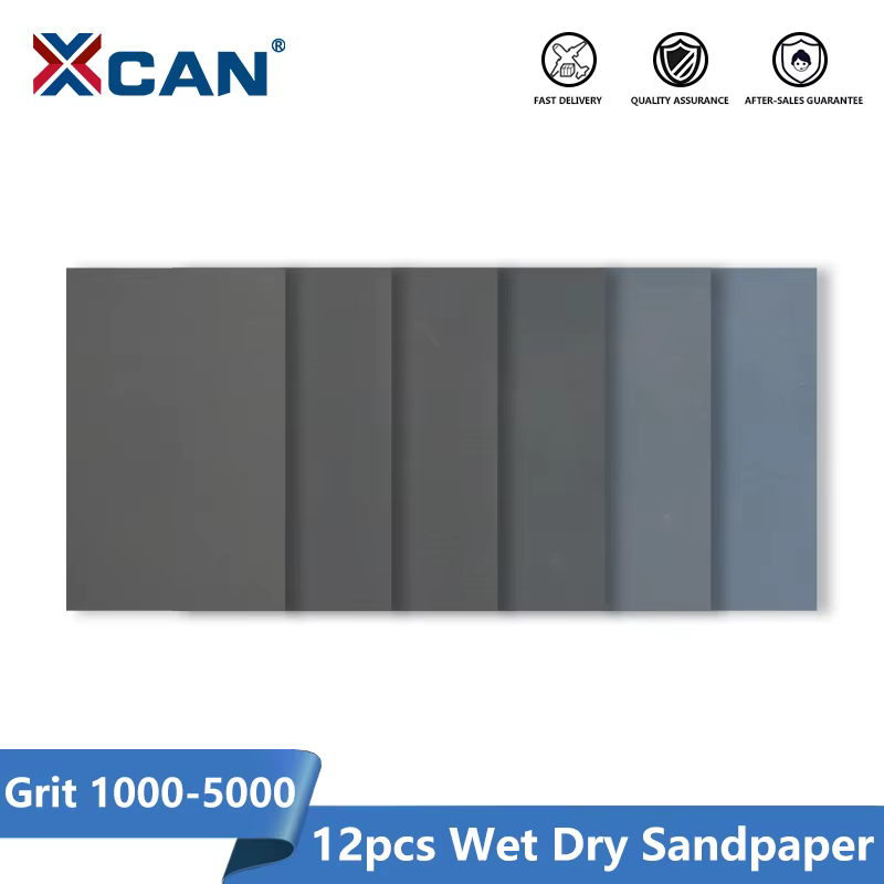 XCAN papier de verre sec et humide 12 pièces papier de verre étanche grain 1000-5000 9x3.6 pouces po