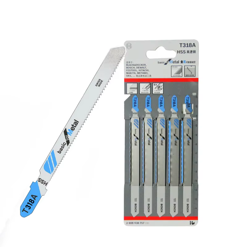 Lames de scie sauteuse extra longues incurvées T318A HCS, 5 pièces, pour la coupe du métal, longueur
