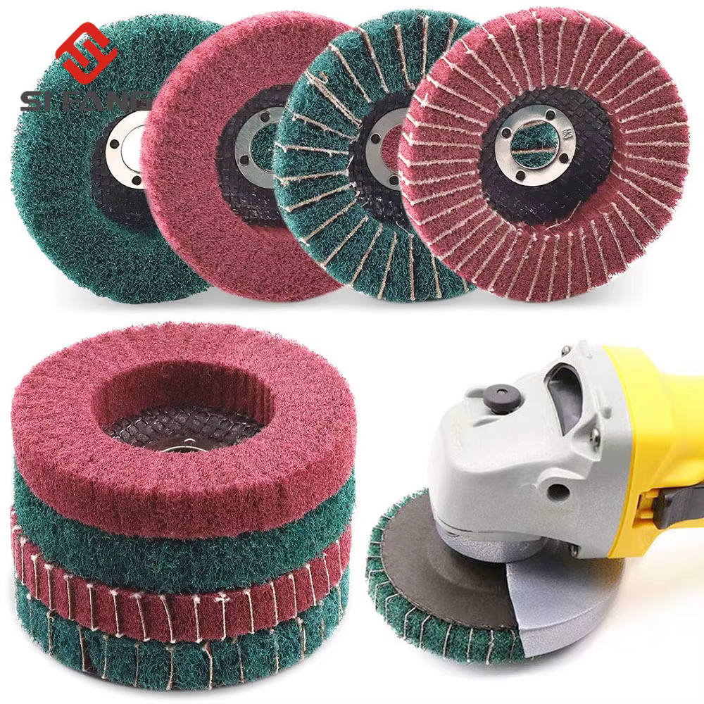 Roue de polissage à lamelles en Fiber de Nylon de 125mm, disque de meulage Non tissé pour meuleuse d