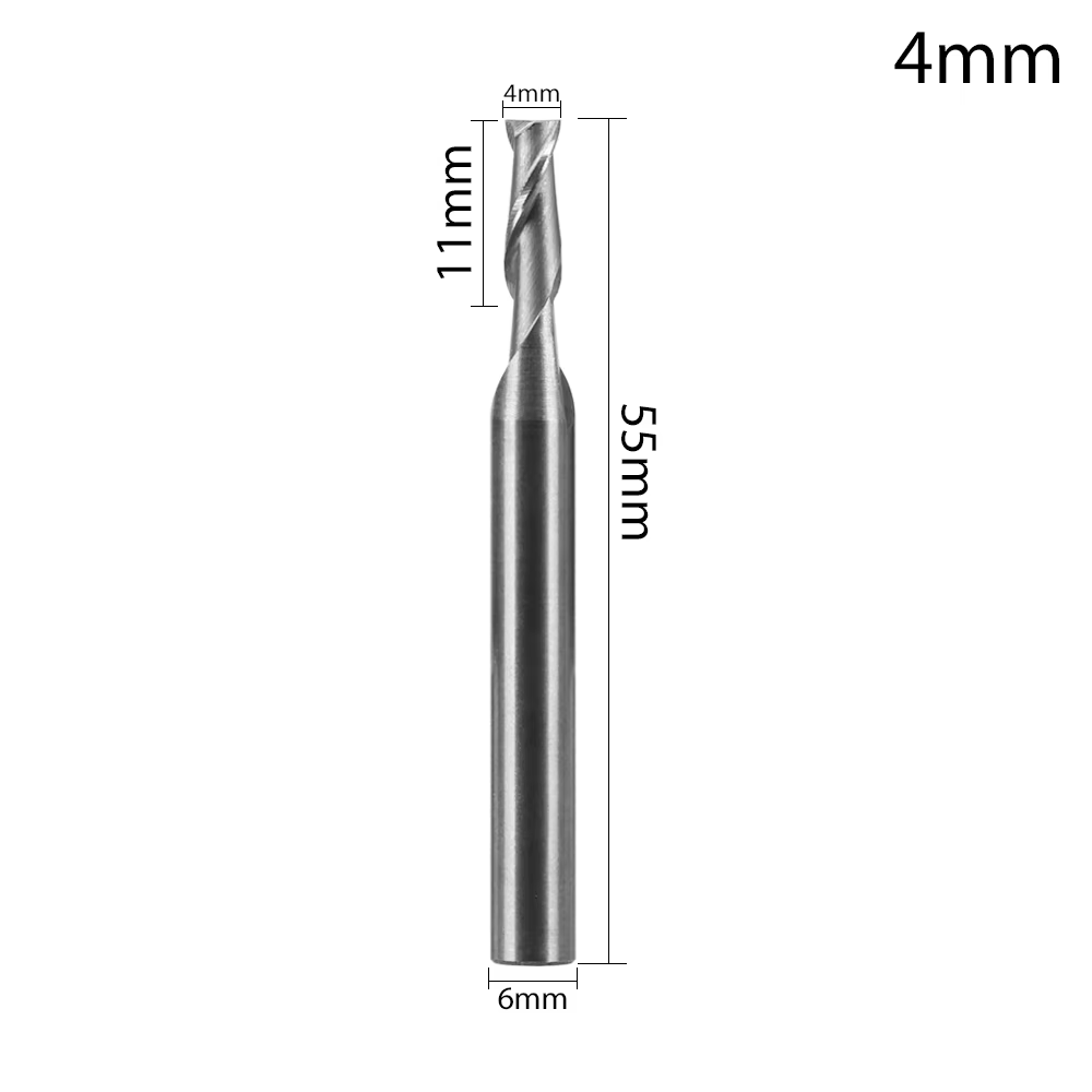 Fraise en Carbure de Carbone à 2 Cannelures, Tige Droite, Extrémité de Fraise, 4mm, 6mm, 8mm, 10mm, 